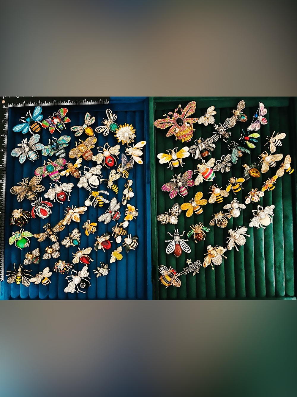 71pc Vintage Style Bee Brooch Lot Heavywork Crystal Enamel Insect Pin Jewelry